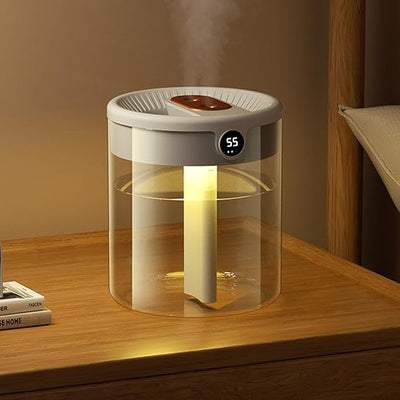 Dual Spray Humidifier USB Large Capacity Home 2L Quiet Bedroom LED Digital Display Night Light Office Desktop Mini Diffuser
