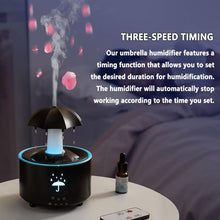 Load image into Gallery viewer, Umbrella Humidifier, Rain Umbrella Humidifier, 7 Color LED Rotating Aroma Diffuser, Water Drip Humidifier with Remote Waterfall, Umbrella Rain Drop Humidifier for Bedroom &amp; Large Room