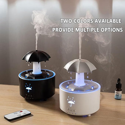 Umbrella Humidifier, Rain Umbrella Humidifier, 7 Color LED Rotating Aroma Diffuser, Water Drip Humidifier with Remote Waterfall, Umbrella Rain Drop Humidifier for Bedroom & Large Room