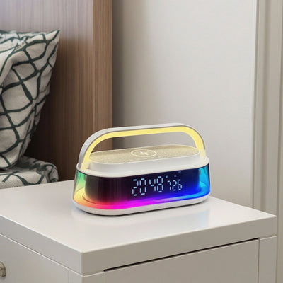 Bluetooth Speaker With Wireless Charger 15W White Noise Speakers FM Radio LED Night Light 20W Sound Box For Bedroom Office Home