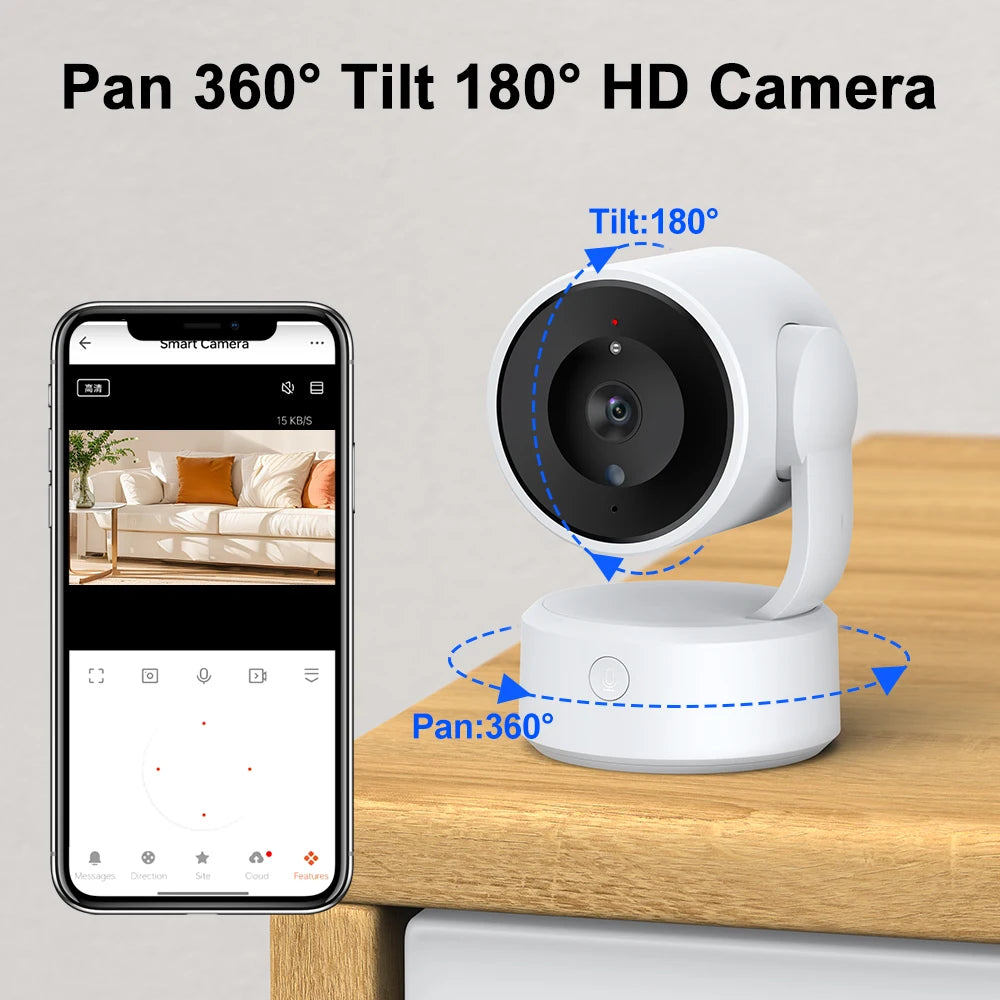5MP One-touch Call Indoor Baby Monitor WiFi PTZ Camera Auto Tracking Color Night Vision IP CCTV Surveillance