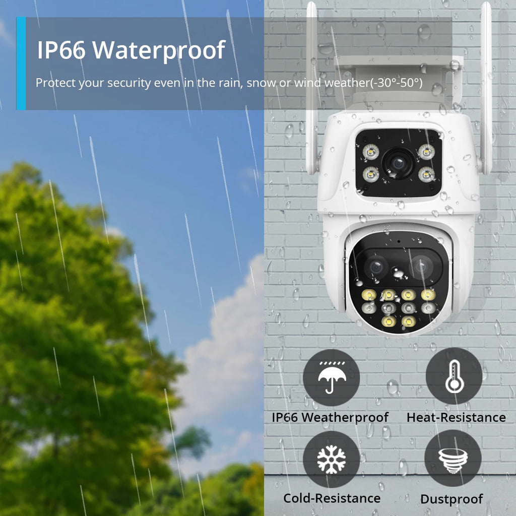 9MP WIFI IP Camera Three Lens Dual Screen With 8X Zoom 6MP PTZ Camera Ai Auto Tracking Security Video Surveillance Camera