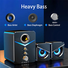 Load image into Gallery viewer, USB Computer LED Speakers System Subwoofer Stereo Bass Control for Desktop Laptop PC Portable Loud Speaker